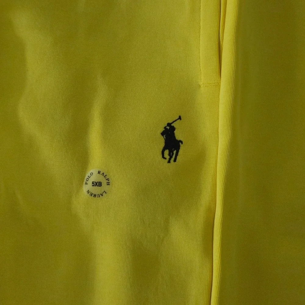 Polo Ralph Lauren Mens Double Knit Shorts Yellow Black Logo Spellout Graphic 4XB